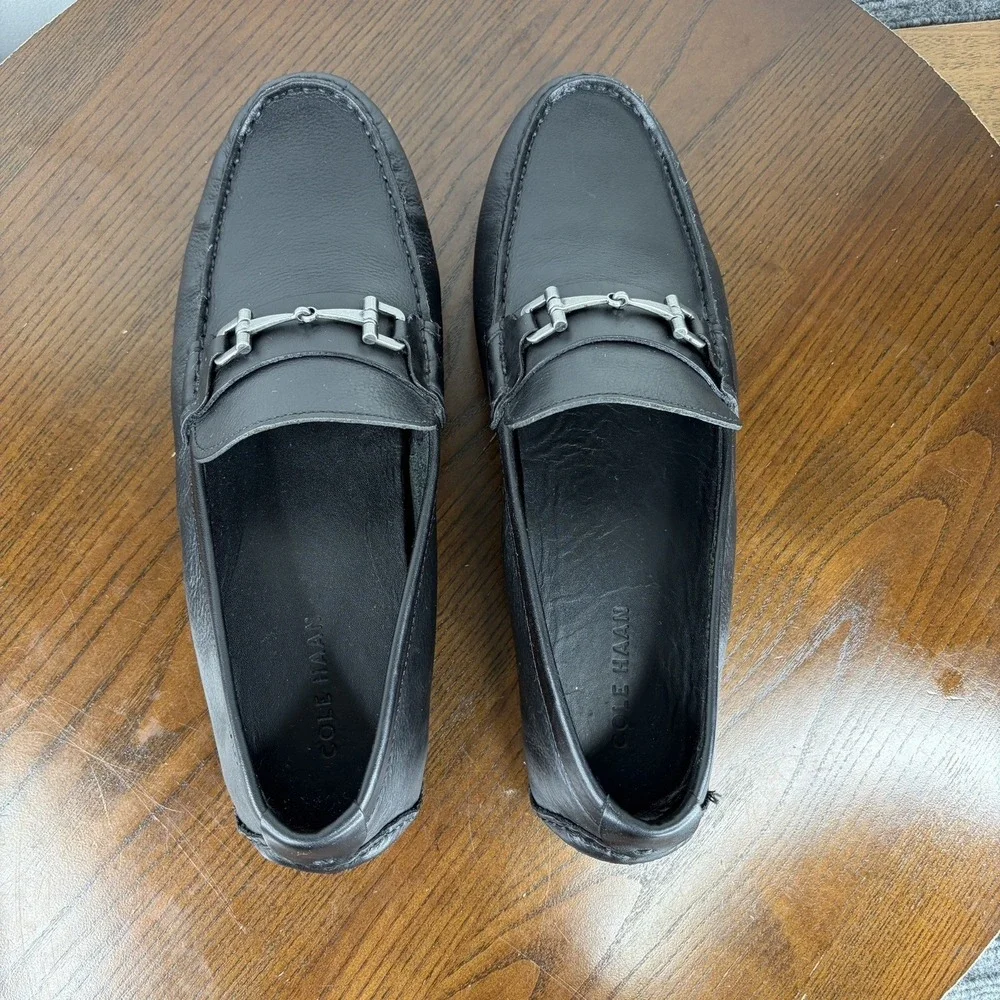 Cole Haan Somerset Shoes Men's 10M Black Leather Horsebit Bit Driving Loafers